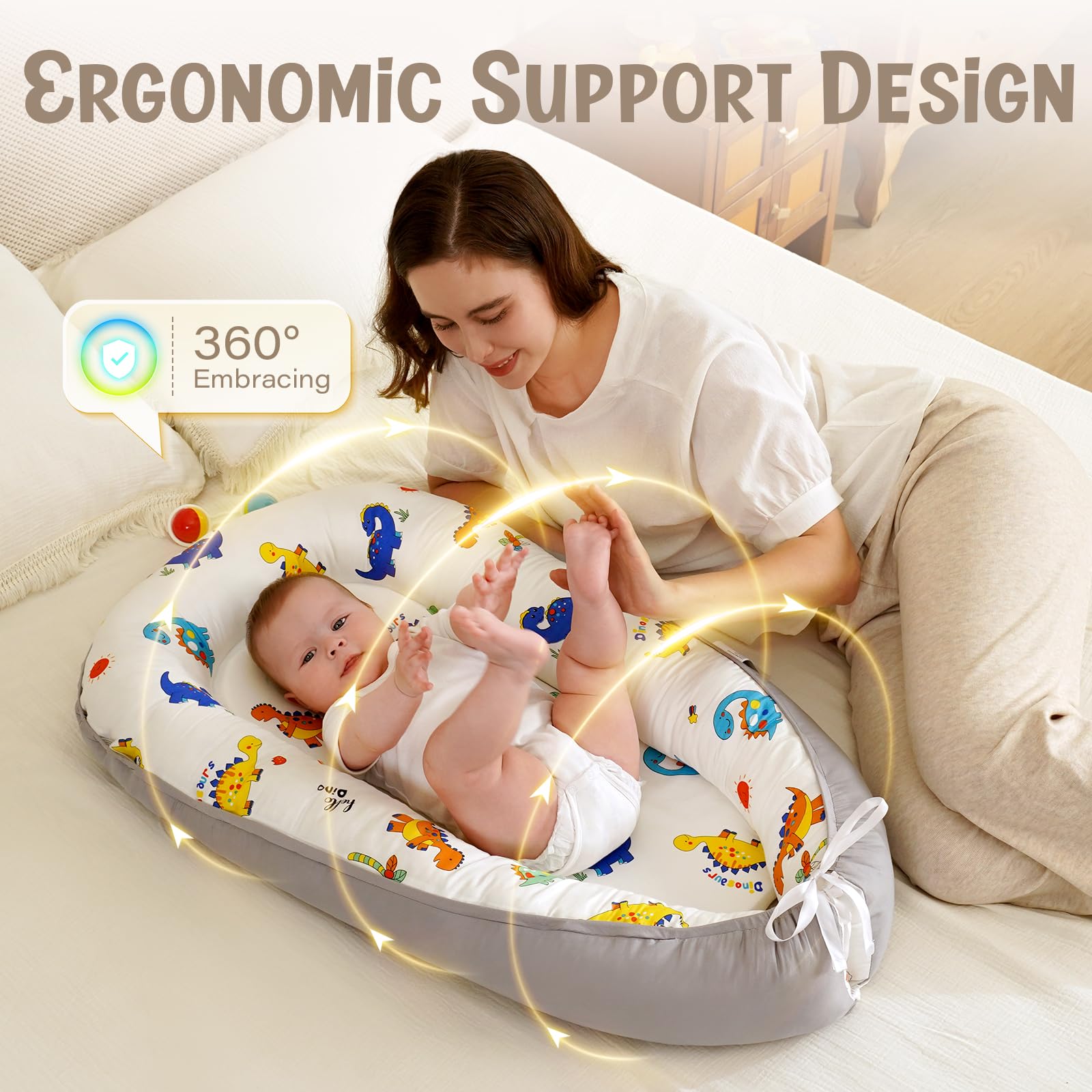 HKAI Baby Lounger adjustable drawstring to fit growing infant