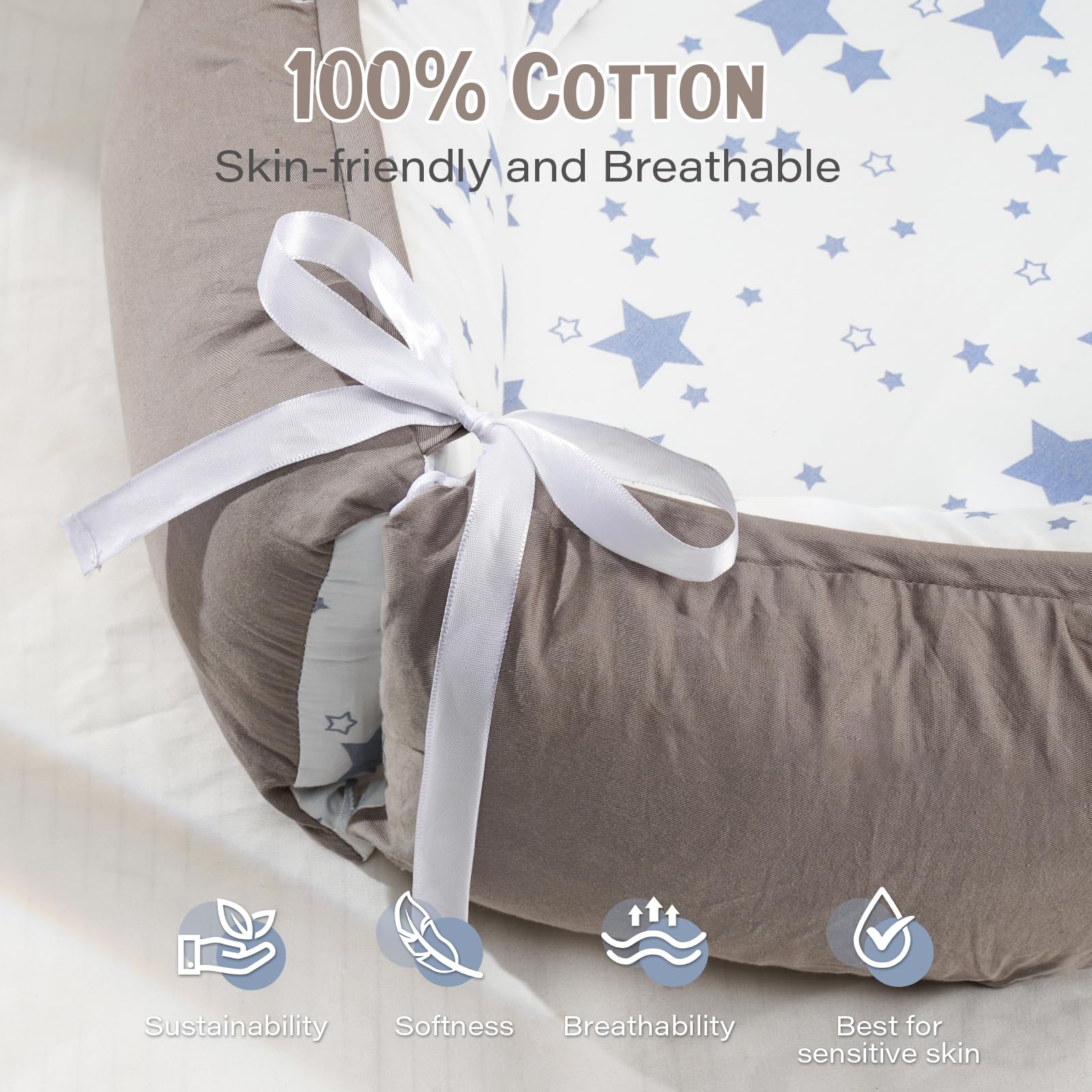 HKAI Baby Lounger removable washable cover makes cleaning quick and simple.
