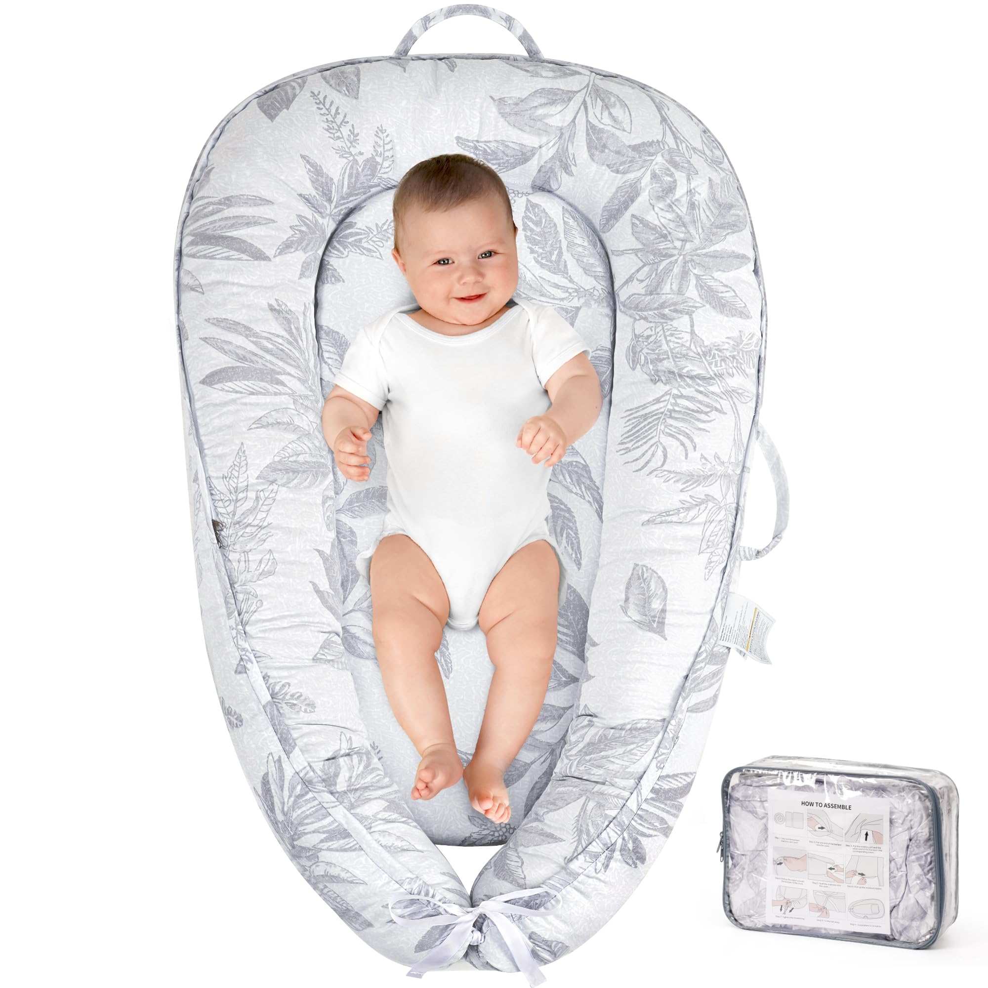HKAI Baby Lounger soft cotton cover offers breathable comfort during awake playtime.
