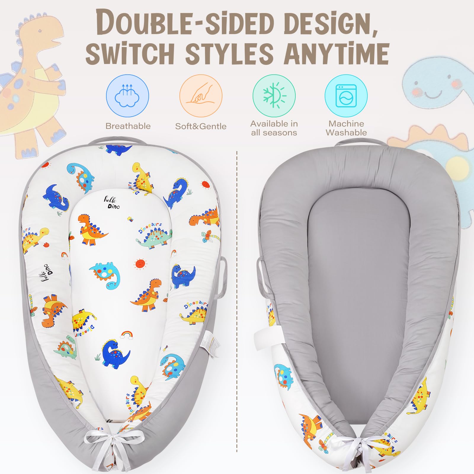 HKAI Baby Lounger reversible design shown for multi-surface comfort