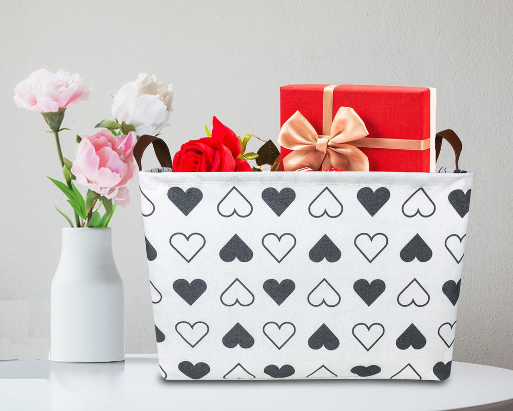 HKEC rectangle black heart basket in a kids' room as decor and organizer