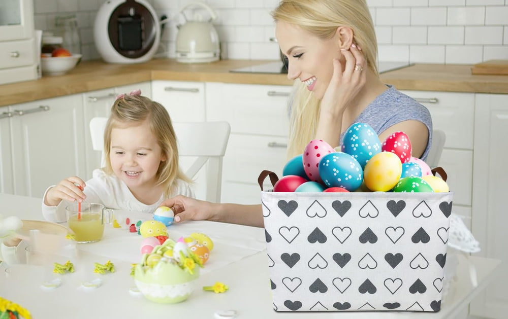 HKEC rectangle black heart basket open top ideal for quick toy organization