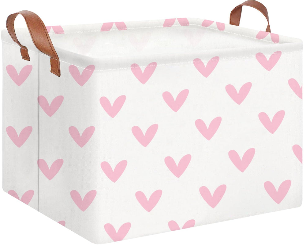 HKEC Rectangle Pink Valentine basket top view for easy kids' toy organization