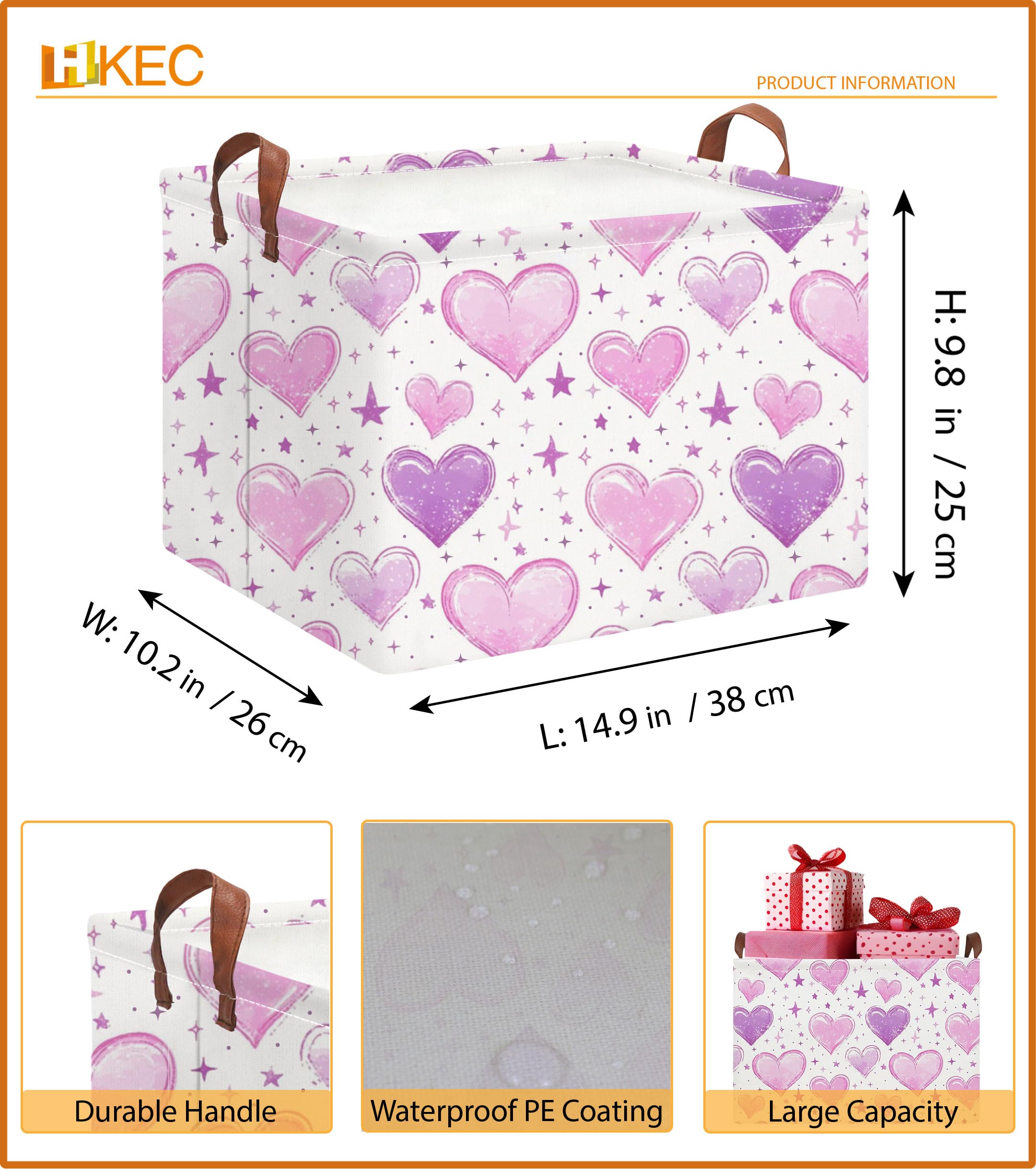 HKEC rectangle storage basket for laundry or towels in bathroom.
