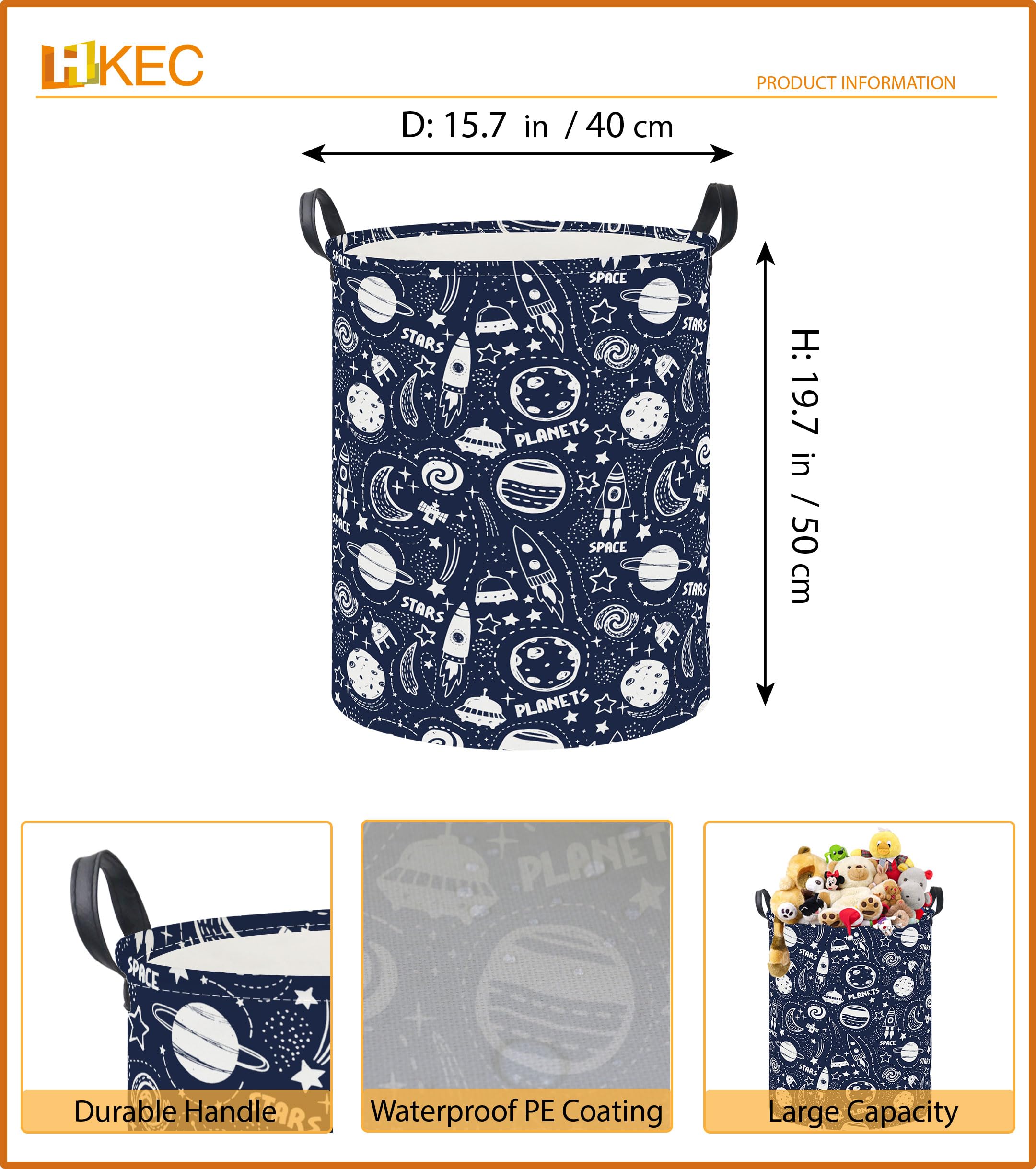HKEC Space Stars laundry bin complements nursery decor.