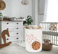 HKEC basketball laundry hamper in a boys room for clothes and toys