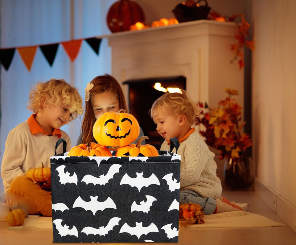 HKEC bat-pattern storage basket showing playful kids' room design