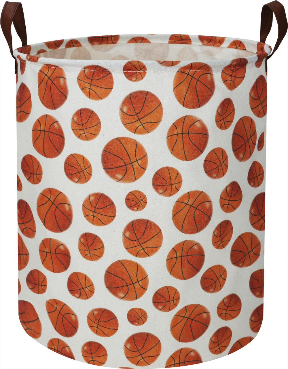 HKEC bright basketball laundry basket front-view for easy-access storage