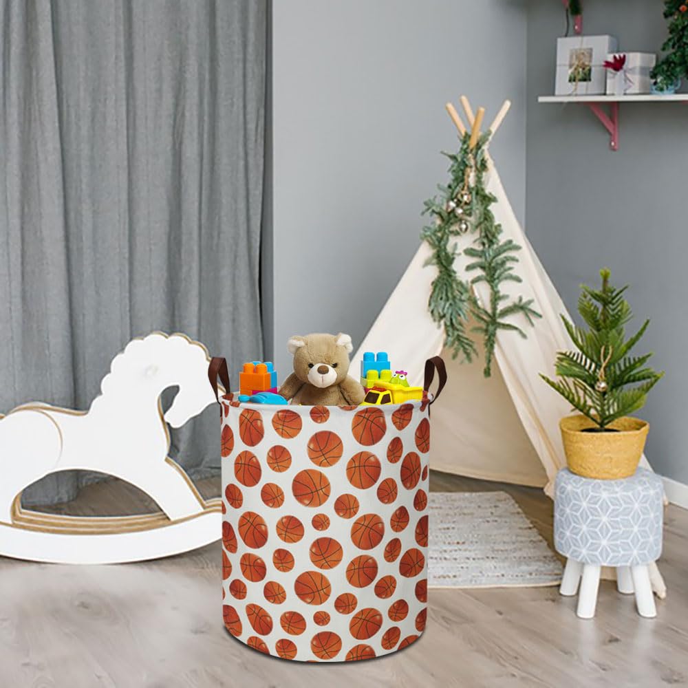 HKEC bright basketball laundry basket room-decor blends with nurseries