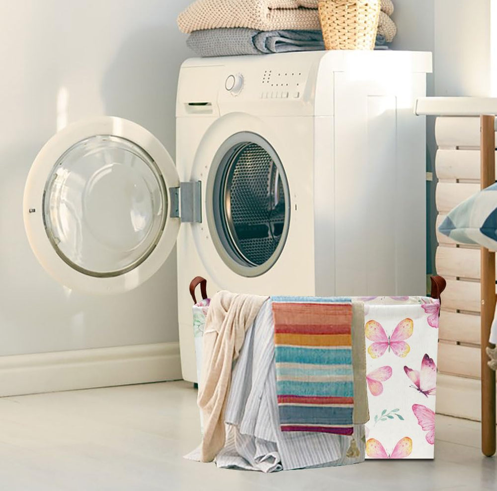 HKEC cute butterfly-print toy bin brightens a kid's room while tidying.