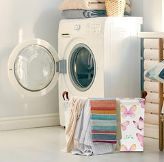HKEC cute butterfly-print toy bin brightens a kid's room while tidying.