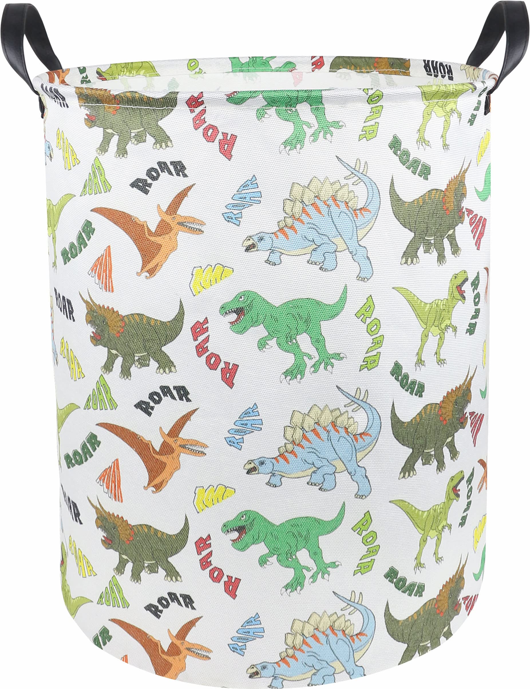 HKEC dinosaur laundry basket front view aids kid room organization