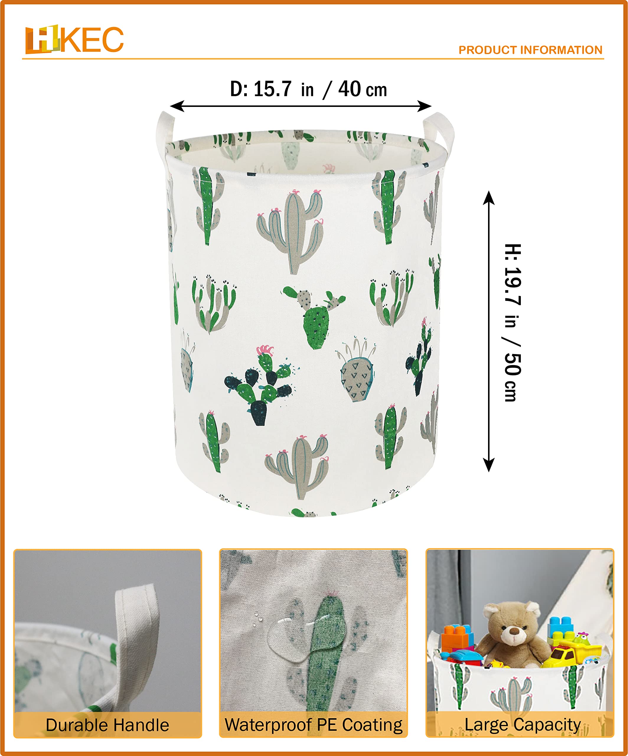 HKEC Green Cactus Laundry Basket shows recovery after compression packing.