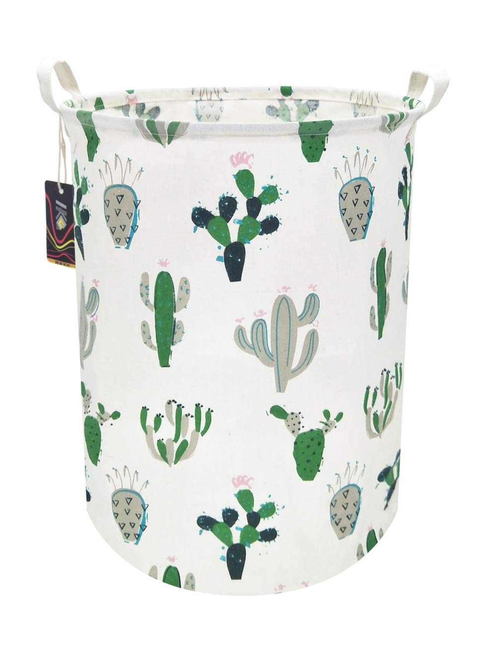 HKEC Green Cactus Laundry Basket folded saves space in small rooms.