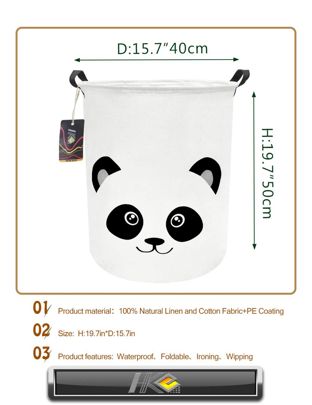 HKEC Panda hamper capacity holds 30 plus clothes for quick laundry days.