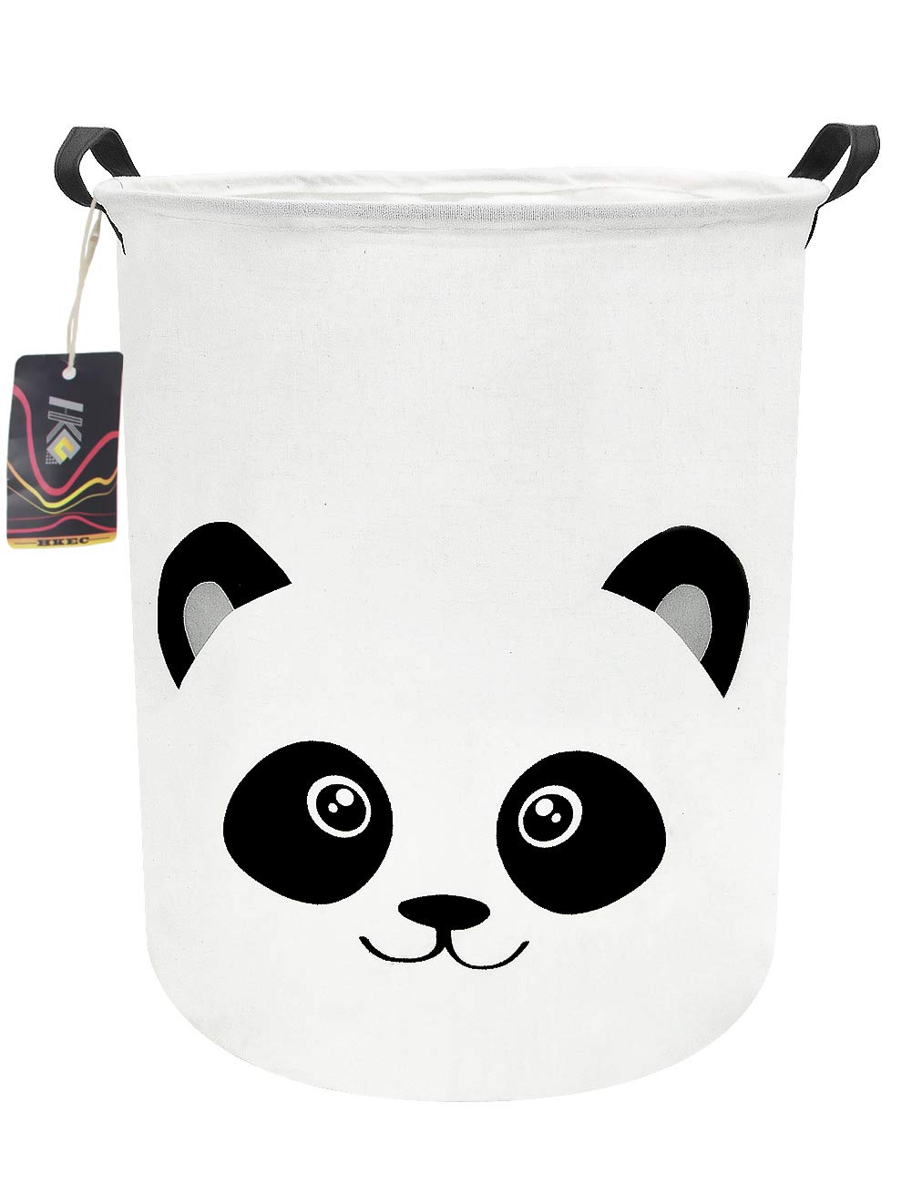 HKEC Panda laundry hamper shows collapsible design for space-saving nursery storage.