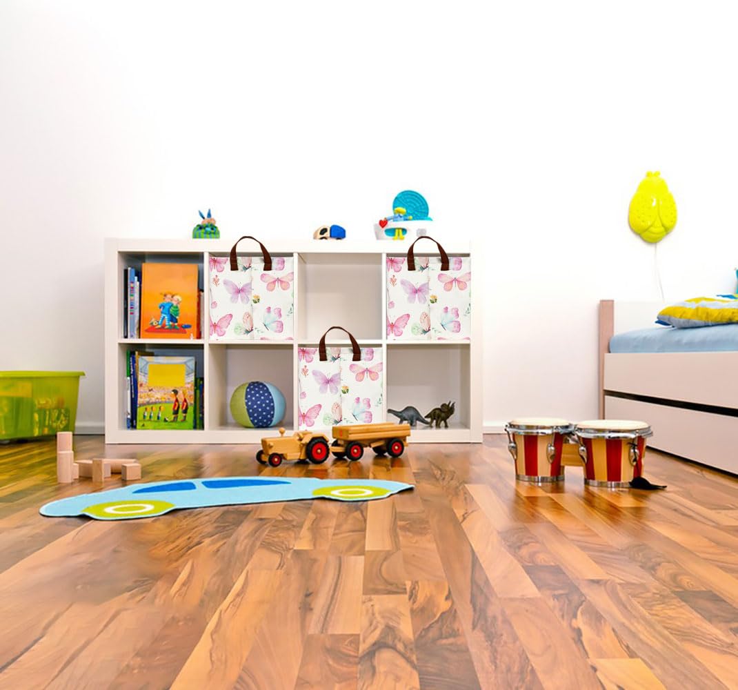 HKEC pink butterfly storage bin with collapsible design for space-saving storage.