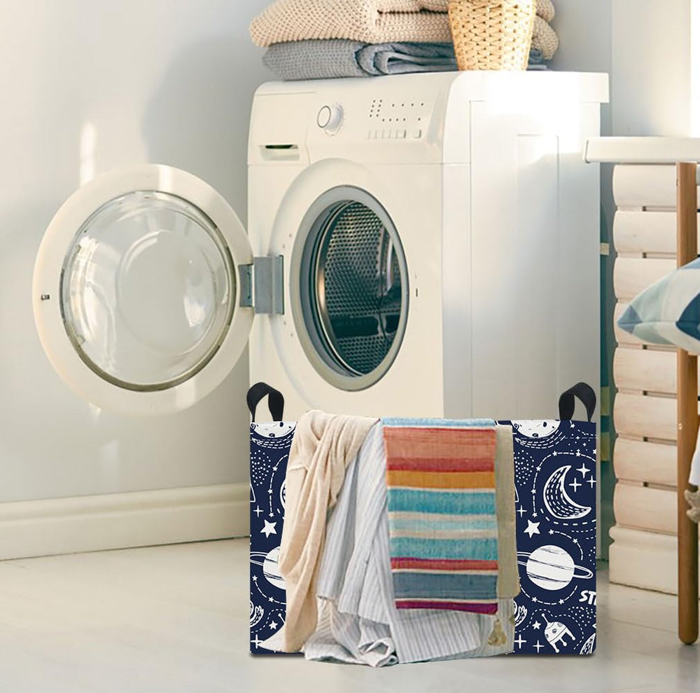 HKEC rectangle storage basket in bathroom with towels and moisture-resistant lining