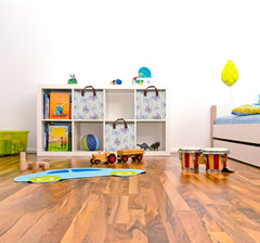 HKEC rectangle storage basket open and folded, shows collapsible design saving space