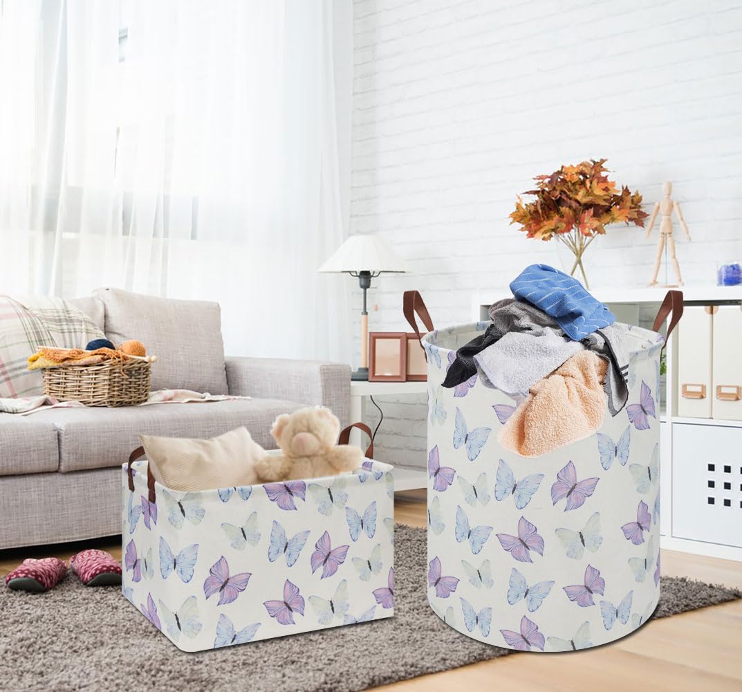HKEC rectangle storage basket side view with handles, easy transport of books and supplies