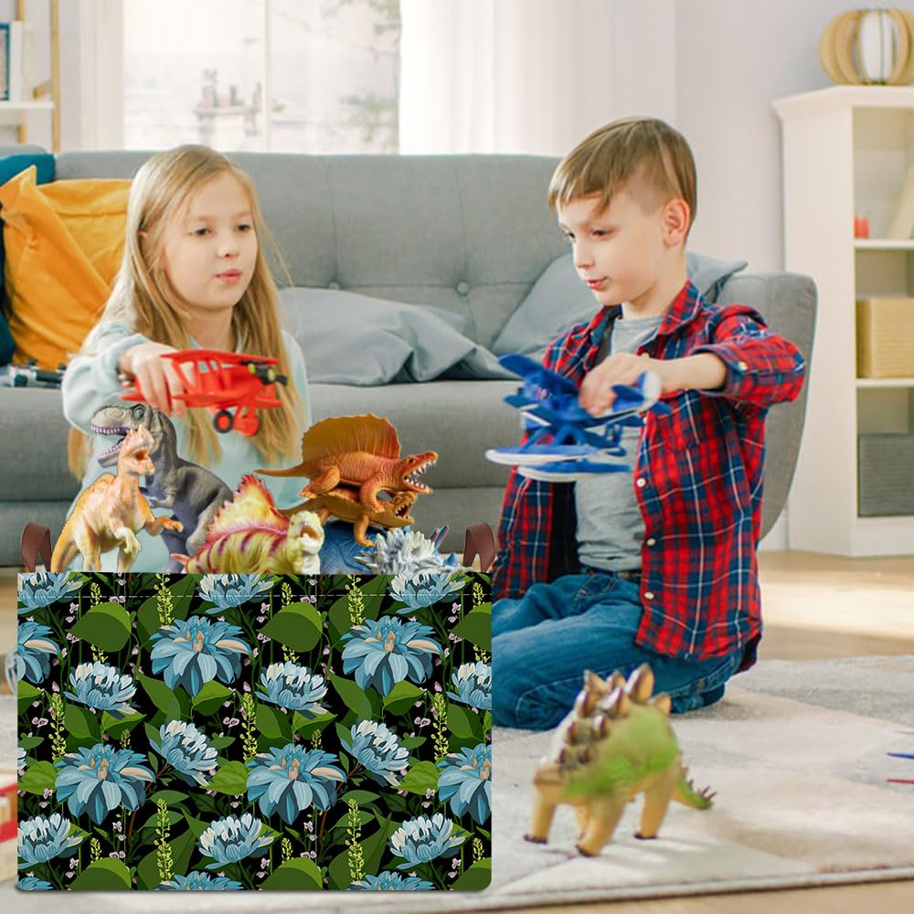 HKEC Rectangle Storage Basket with handles easy to carry between rooms for quick toy cleanup.