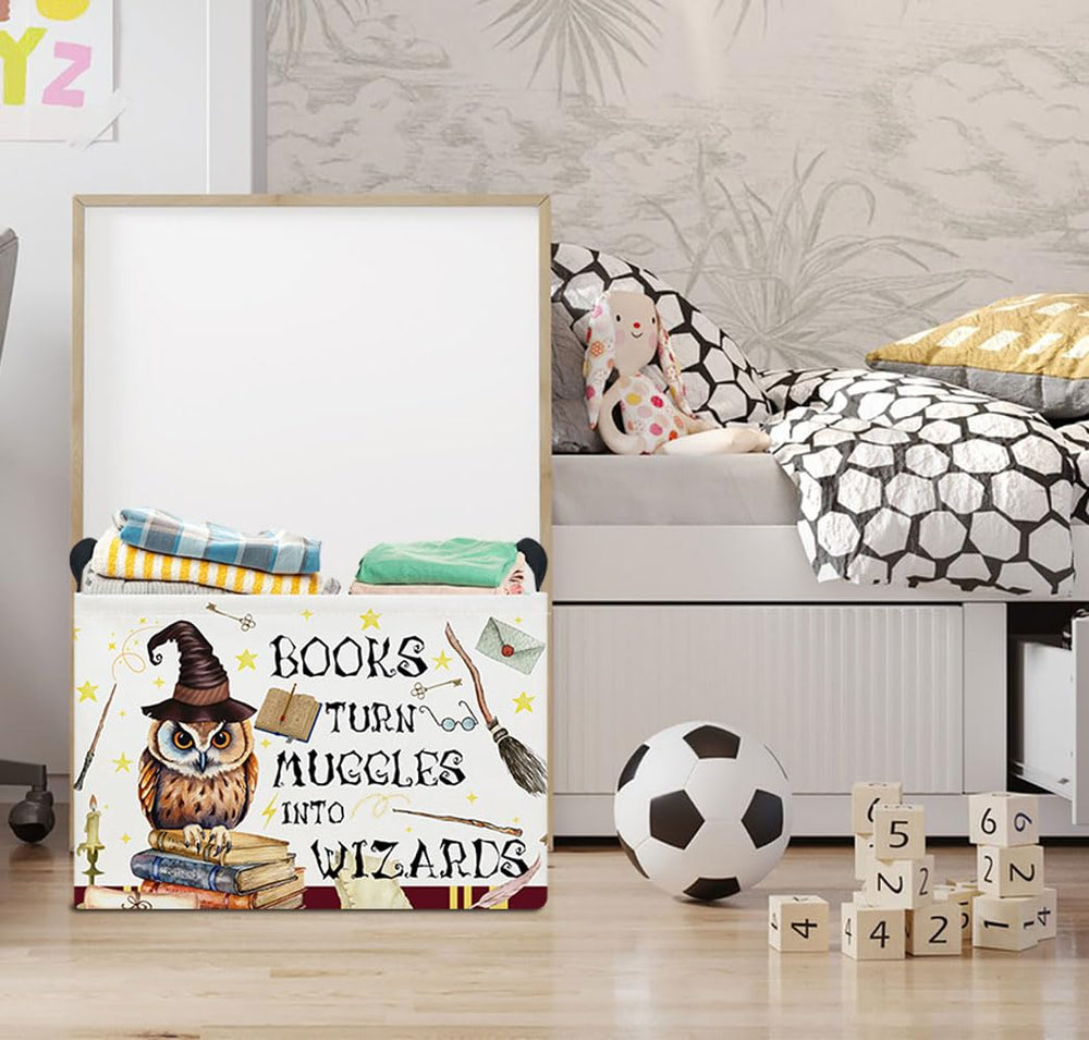 HKEC rectangle storage basket in living room holding blankets and books