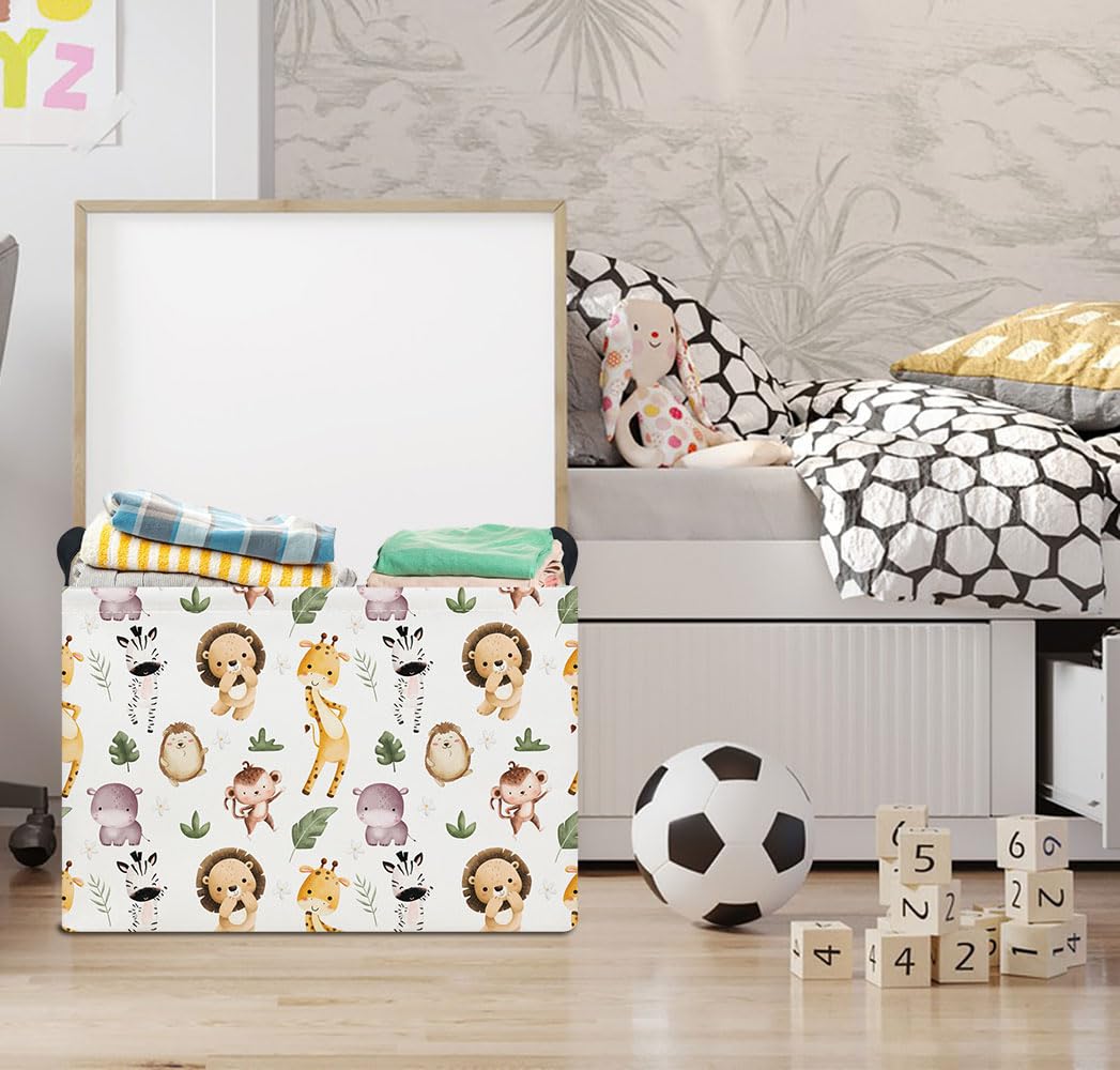 HKEC Rectangle Storage Basket pattern highlights cute animal design for nurseries.