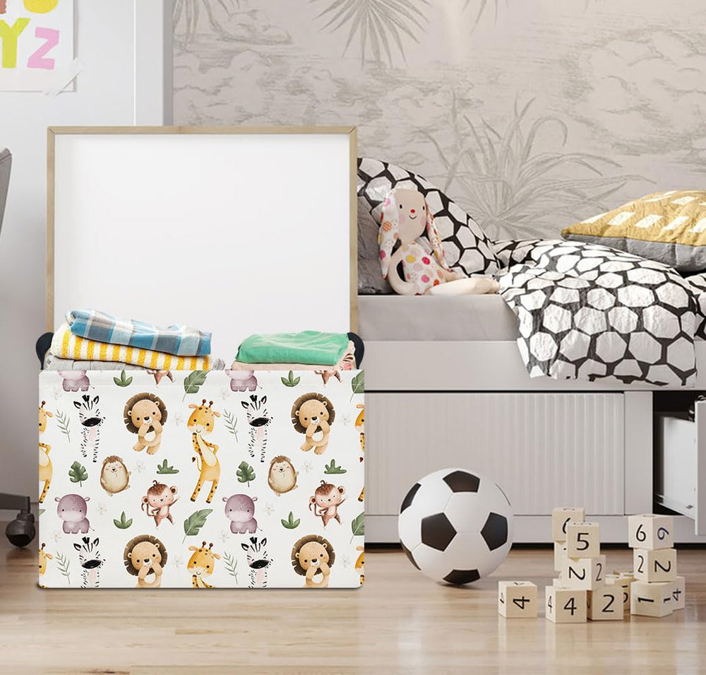 HKEC Rectangle Storage Basket pattern highlights cute animal design for nurseries.