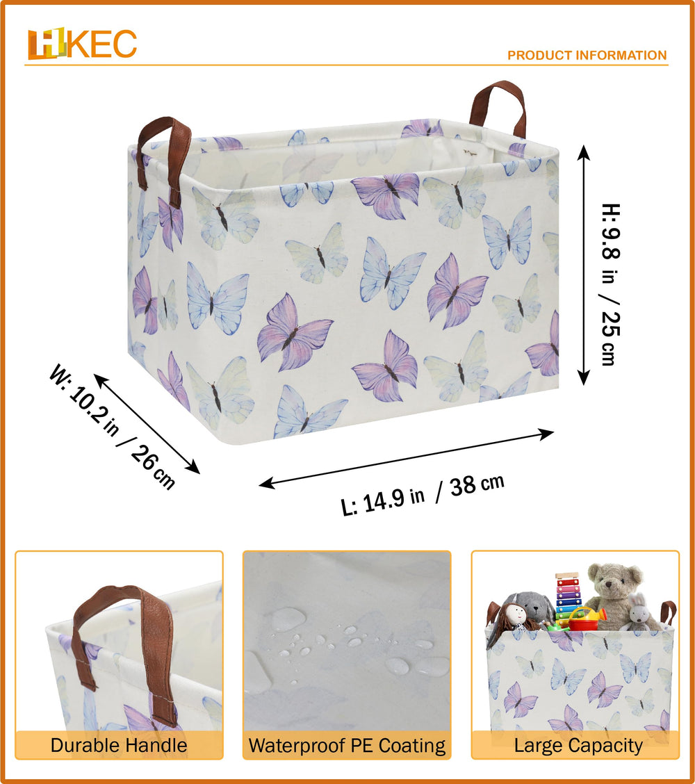 HKEC storage bin with handles, durable, moisture-resistant lining