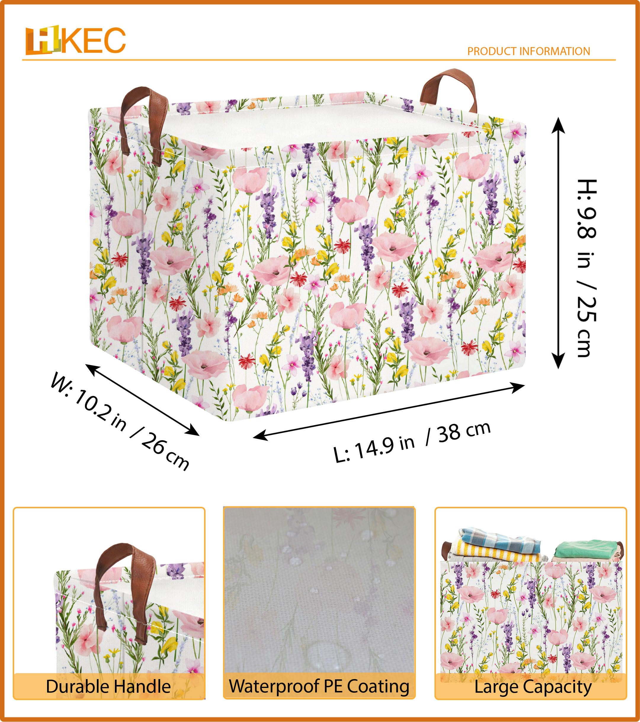 HKEC rectangle storage basket side handles highlight portable design