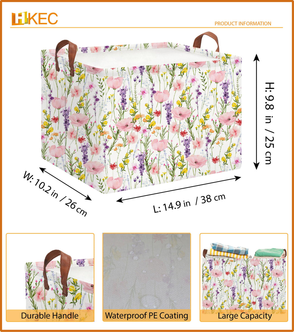 HKEC rectangle storage basket side handles highlight portable design