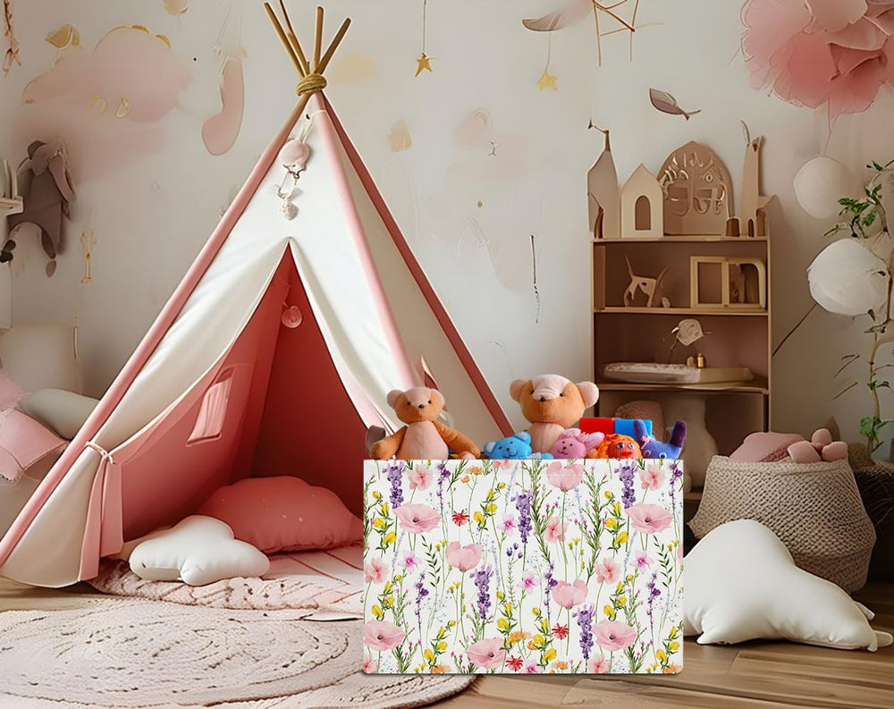 HKEC rectangle storage basket size showing spacious capacity for toys and books