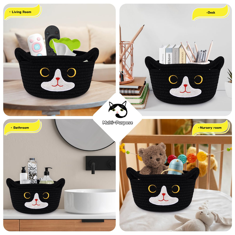 Hkojewp cat basket in black and white color complements modern nursery decor.