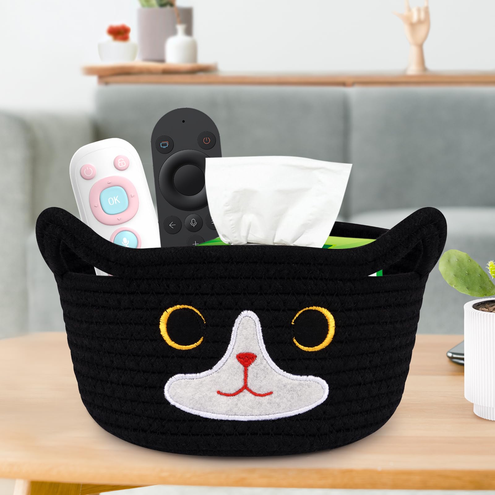 Hkojewp cat basket enhances nursery decor and makes gift baskets appealing.