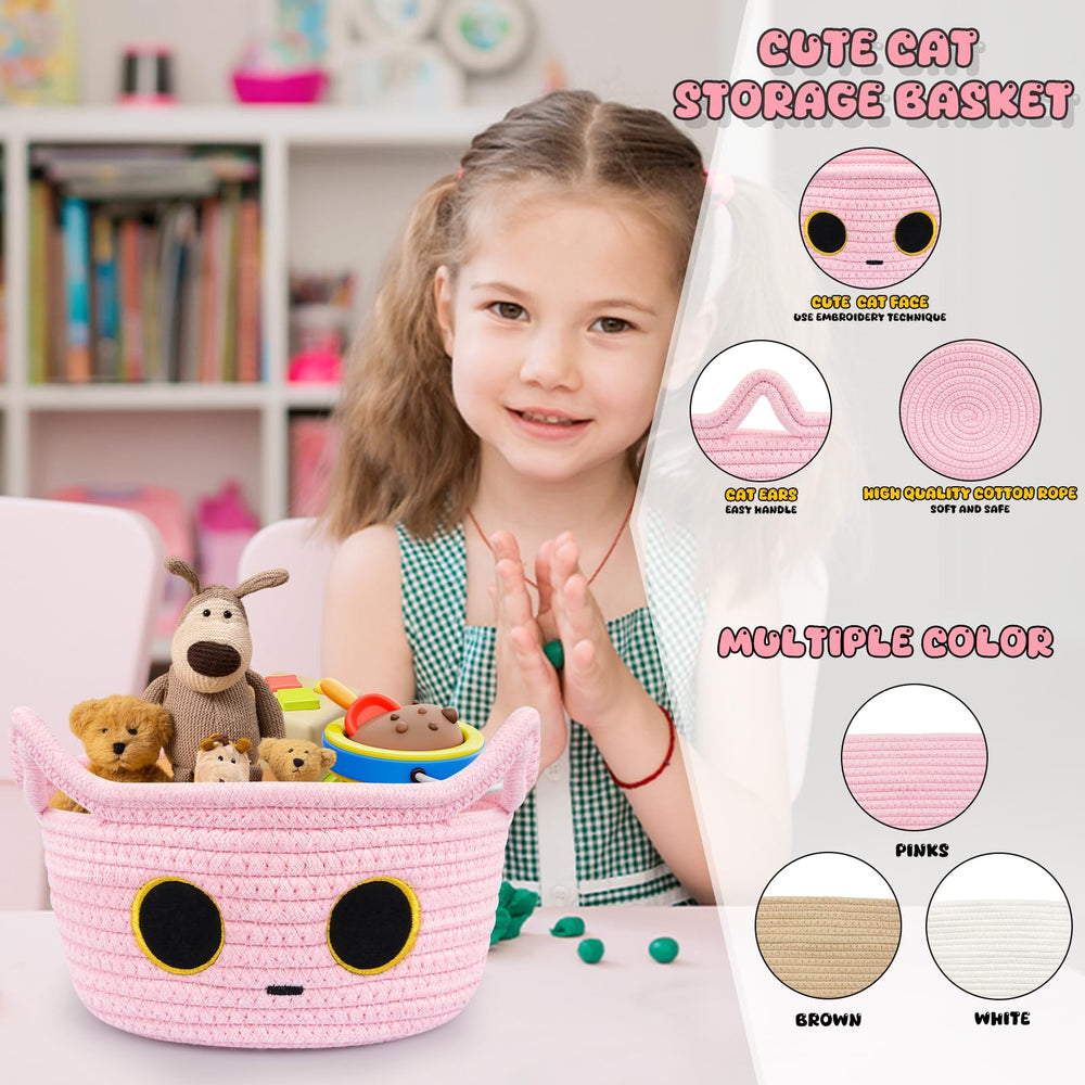 Hkojewp cotton rope basket interior use for baby items and toys