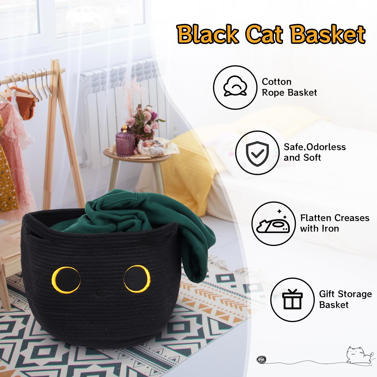 Hkojewp large laundry basket ready for blankets, towels, or baby clothes.