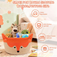 Hkojewp fox basket ear handles image shows portable storage for diapers and toys.