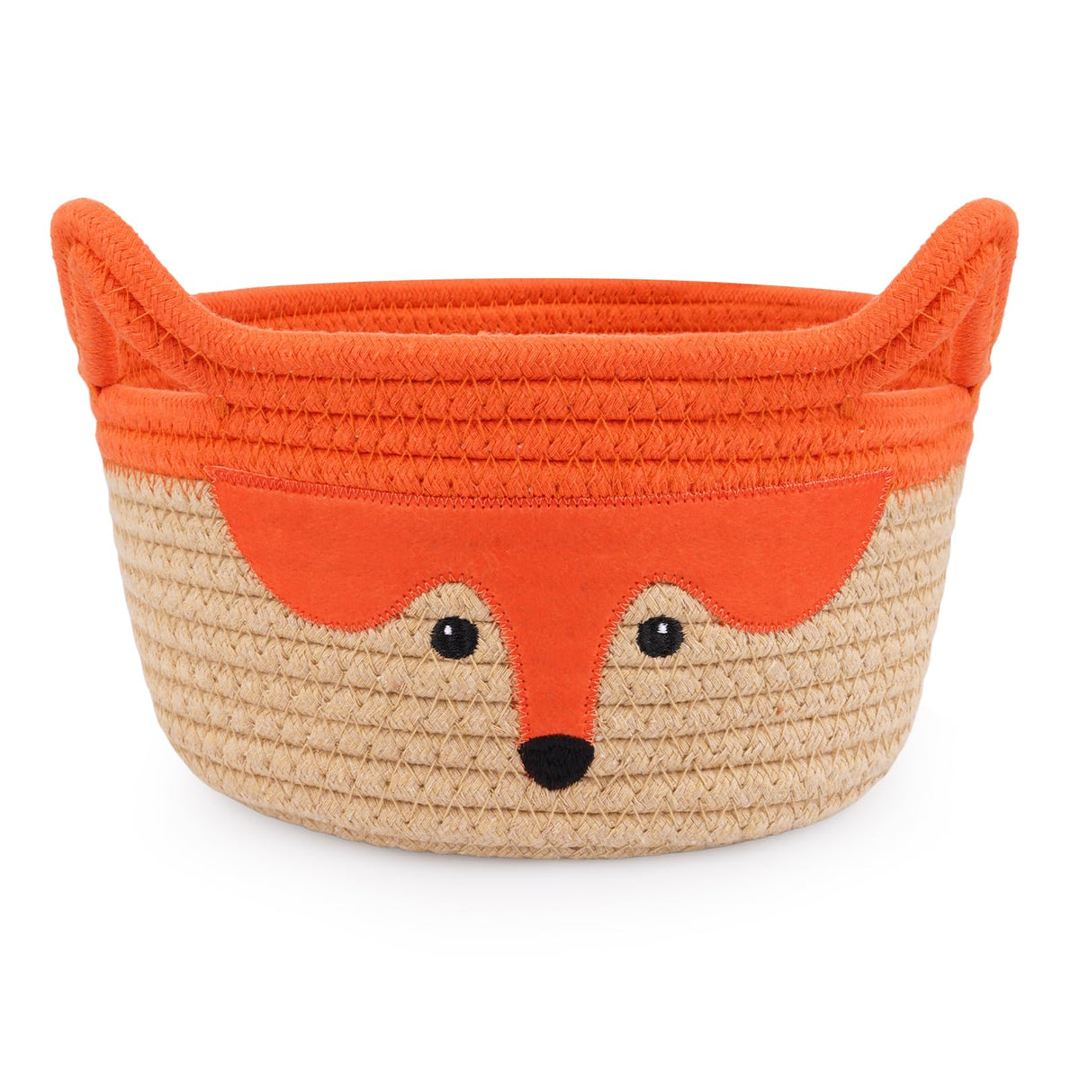 Hkojewp fox basket front view highlights easy nursery organization and cozy decor.