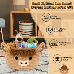 Hkojewp Highland Cow Basket folded—foldable storage that returns to shape.