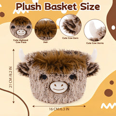 Hkojewp Highland Cow Plush Basket in nursery decor adds cozy storage.
