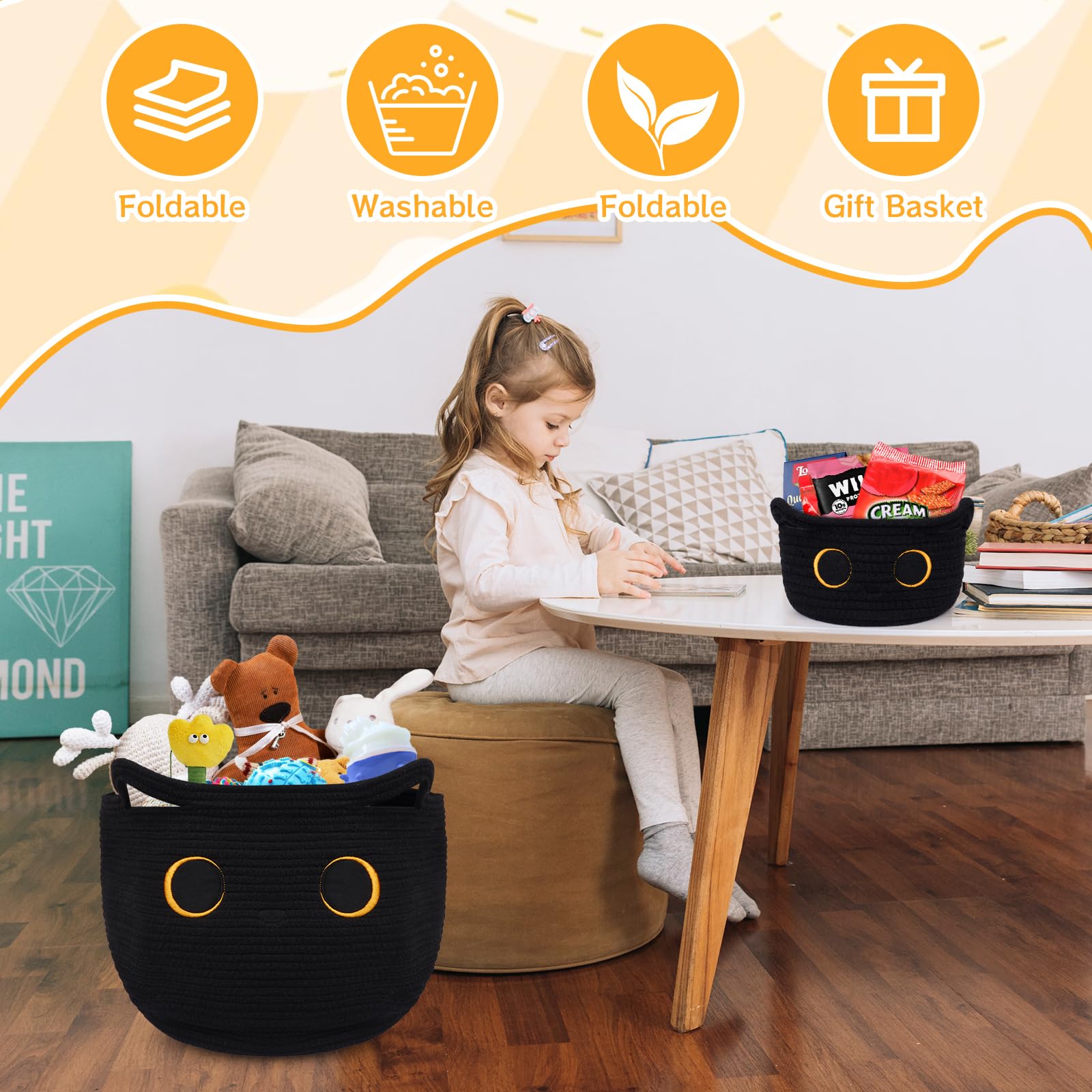 Hkojewp nursery storage basket versatile for toys, blankets, and laundry