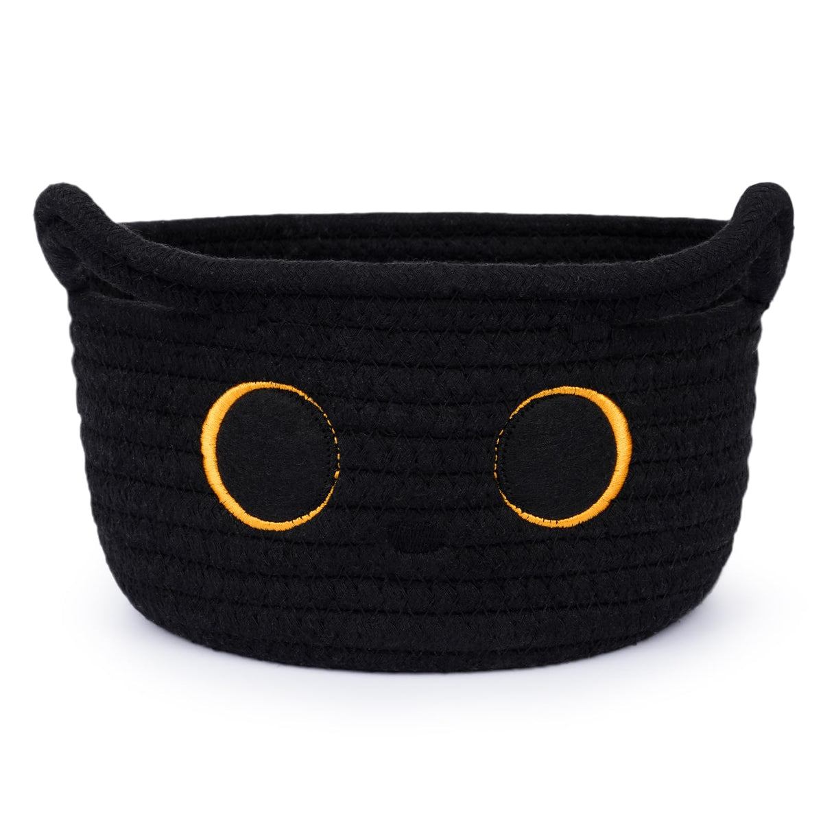 Hkojewp small storage basket with black cat ears for nursery toy organization.