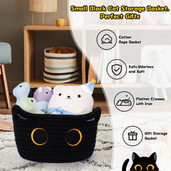 Hkojewp nursery storage basket organizes toys and blankets with playful cat design.