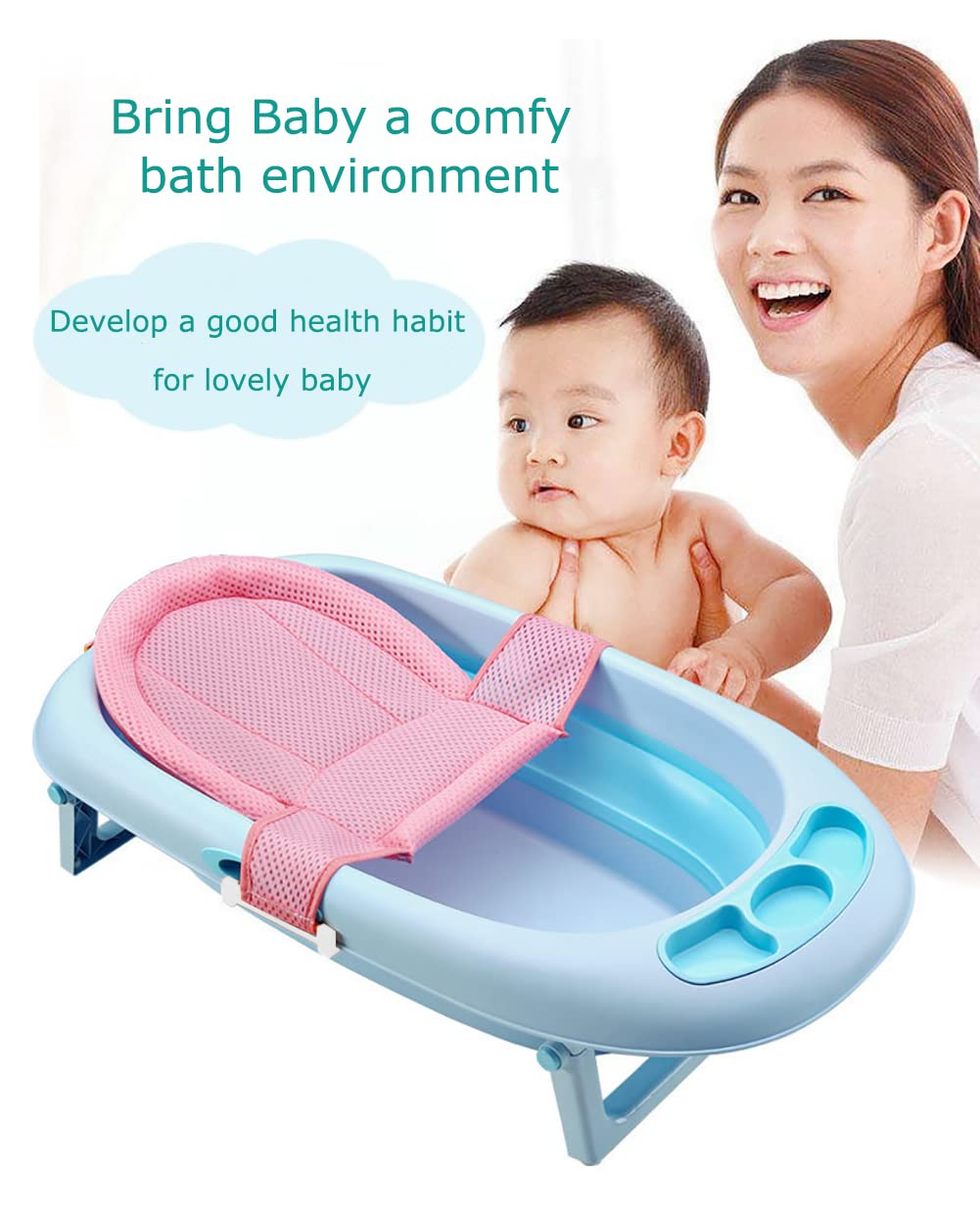 HKSICHENGKEJI baby bath seat mesh folds flat for easy storage