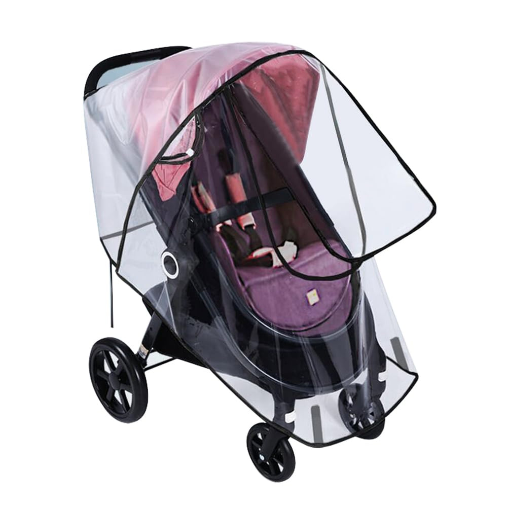 HKSICHENGKEJI universal clear rain cover front view demonstrates full-stroller protection