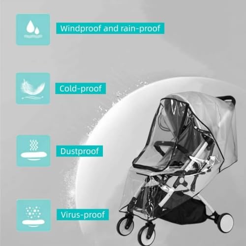 HKSICHENGKEJI universal clear rain cover side view shields baby from wind while strolling