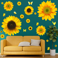 HLARTNET large sunflower wall decal adds cheerful yellow to living spaces.