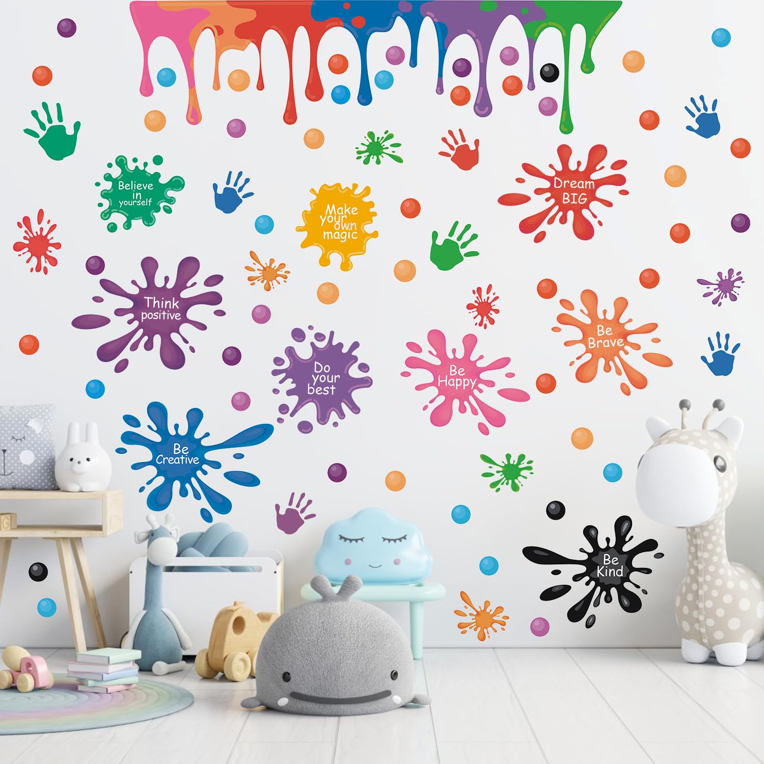 HLNIUC colorful dots decor adds cheerful energy to playrooms and study corners.