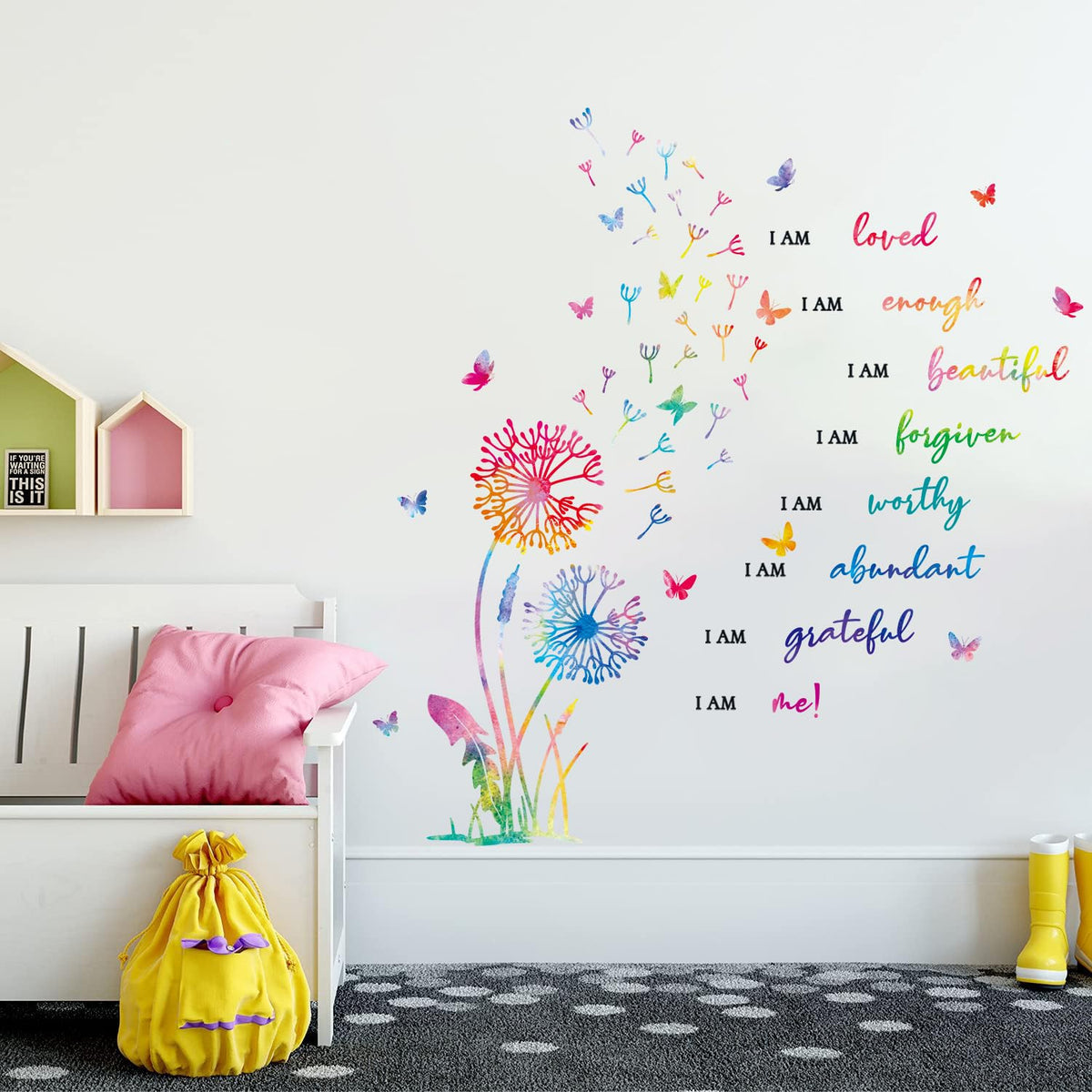 HLNIUC dandelion butterfly wall sticker adds vibrant inspiration to kids' rooms.
