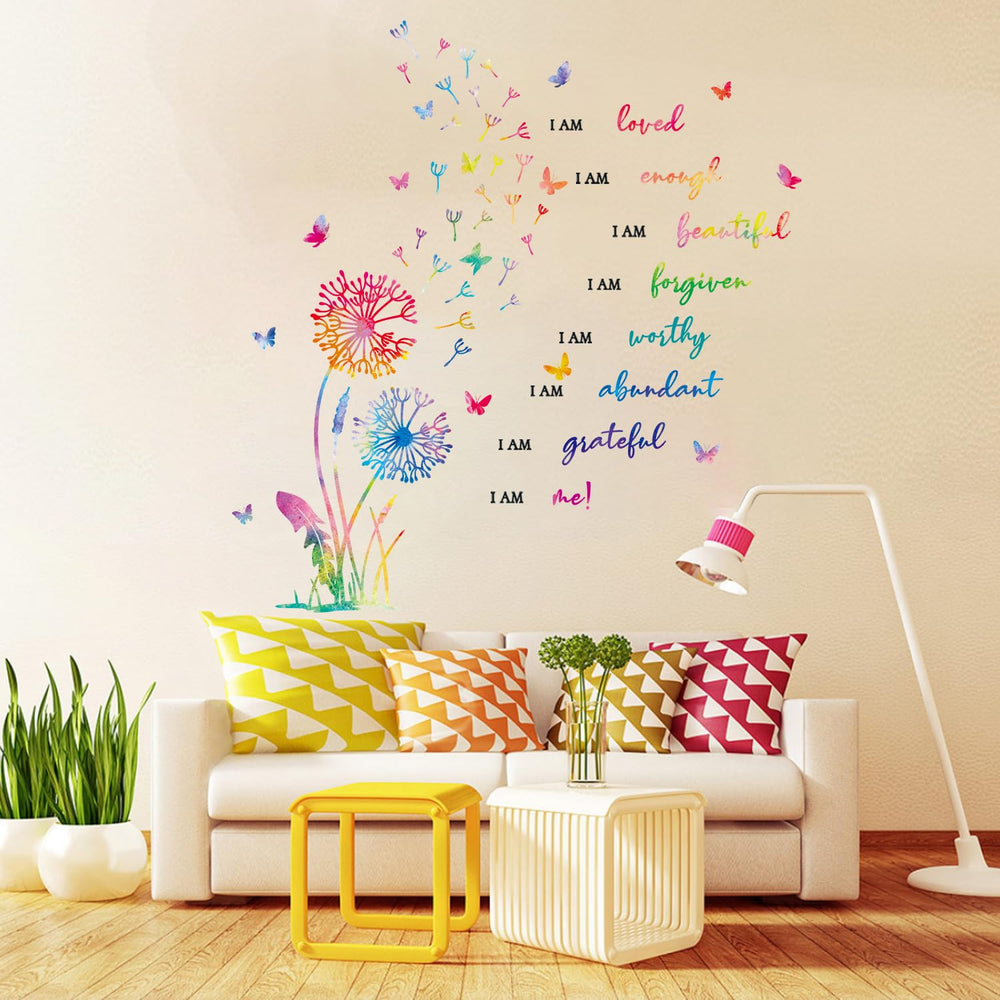 HLNIUC nursery and playroom decor with colorful dandelions and butterflies.